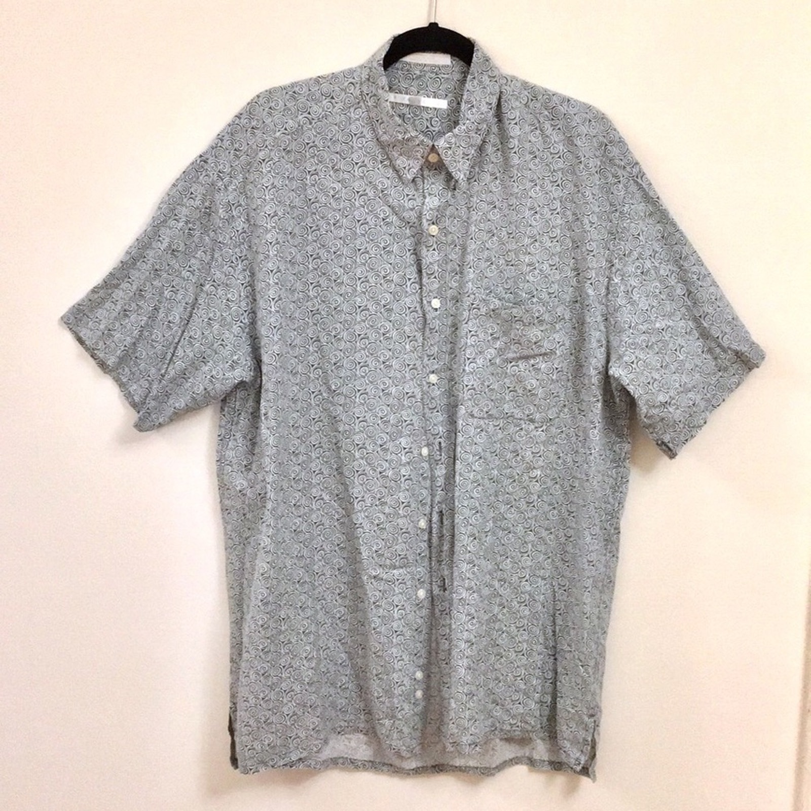 Perry Ellis Men's S-Sleeves Shirt Sz Large Rayon/Linen